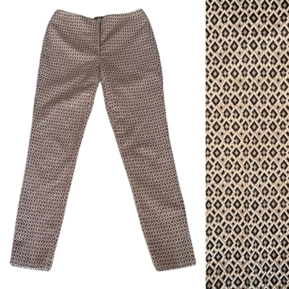J. McLaughlin Tan & Black Embroidered Diamond Textured Pants - 4